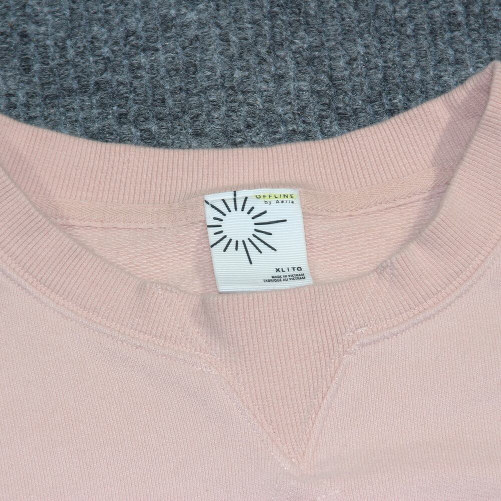 Vintage Offline Cropped Sweatshirt Womens XL Pink Casual Retro Lightweight - Picture 4 of 6